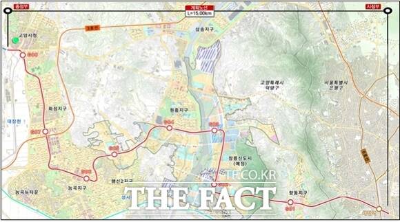 '고양은평선 광역철도' 기본계획 노선도./고양시