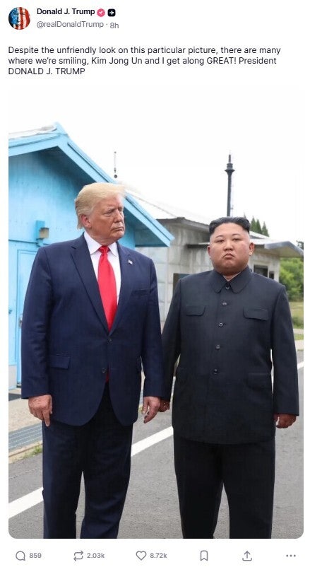 <b>트럼프</b> "김정은과 좋은 관계"…'판문점 회동' <b>사진</b> 올려