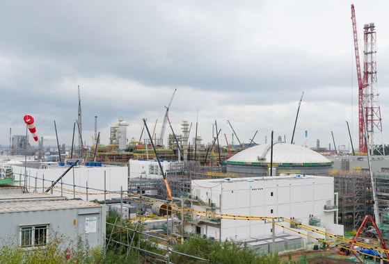 A view of S-Oil's $7 billion Shaheen project, which is being built in Ulsan. The construction is 85 percent complete, wi