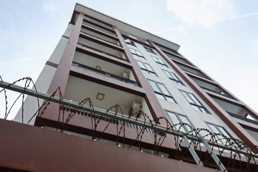 According to Cambodian media, this compound on the outskirts of Phnom Penh was used to conduct online scams. Approximate