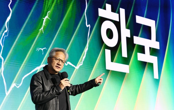 Nvidia founder and CEO Jensen Huang speaks during the GeForce Gamer Festival in southern Seoul on Oc
