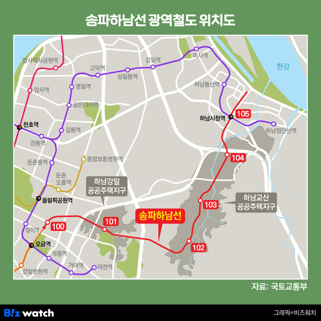 송파하남선 광역철도 위치도/자료=국토교통부