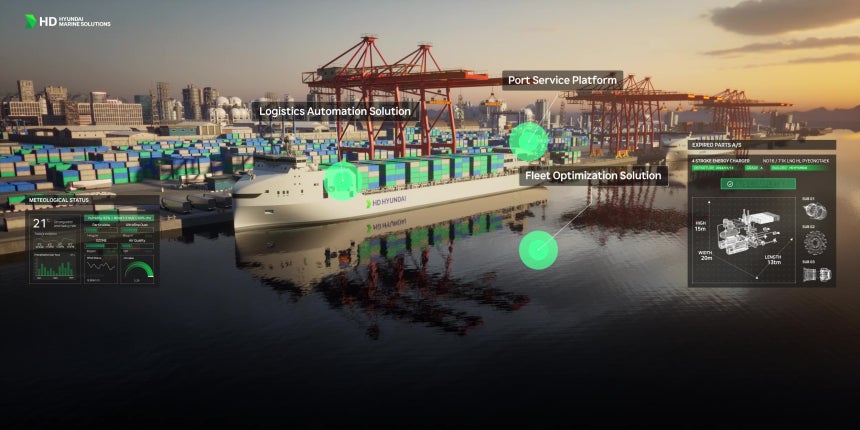 HD현대마린솔루션이 CES 2024에서 공개한 인공지능(AI) 기반 해양 데이터 솔루션 '오션와이즈./자료=HD현대