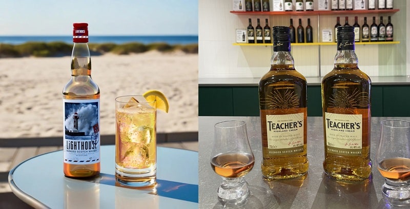 이랜드리테일 킴스클럽의 9900원 위스키 라이트하우스(왼쪽)와 GS25의 1만3900원 위스키 티처스(오른쪽)/사진=각 사