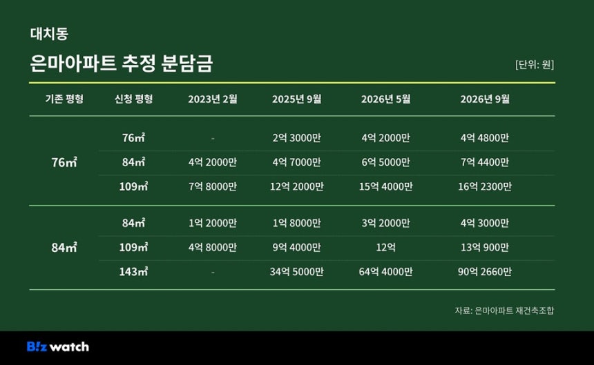 은마아파트 추정 분담금 /그래픽=제미나이