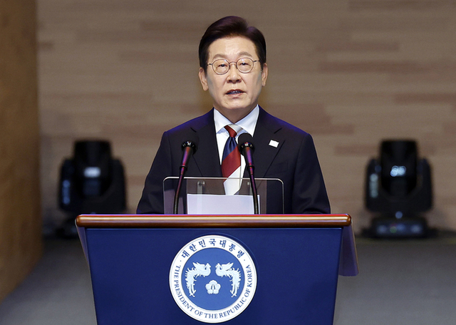 ▲ 이재명 대통령이 지난 15일 서울 세종문화회관에서 열린 80주년 광복절 경축식에서 경축사를 하고 있다. 연합뉴스