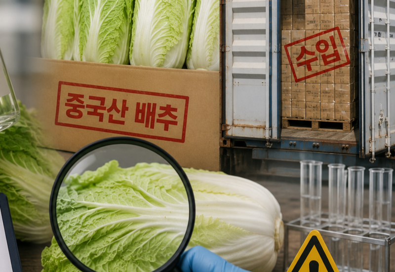 최근 수입 <b>중국산 배추</b> '포름알데히드' 검사…모두 <b>불검출</b>