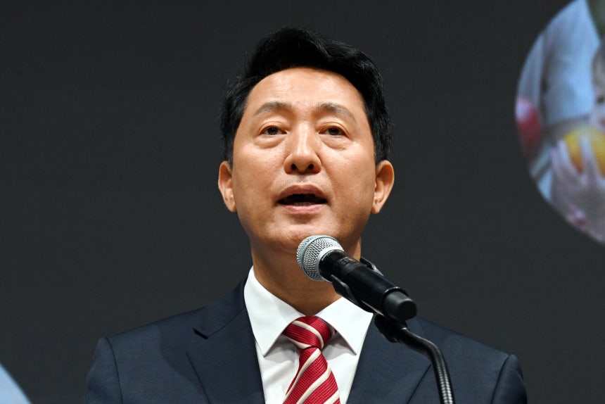 제40대 서울특별시장 취임식이 열린 1일 오전 서울 중구 서울시청에서 오세훈 서울시장이 취임사를 하고 있다. 2026.07.01. 뉴시스 제공