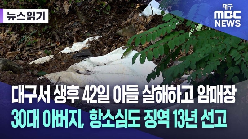 대구서 '생후 42일 아들 살해하고 암매장한' 30대 남성, 항소심서도 중형