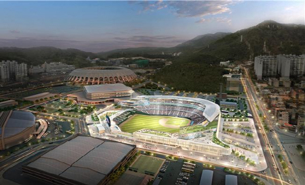 재건축한 사직야구장 조감도. 부산시 제공