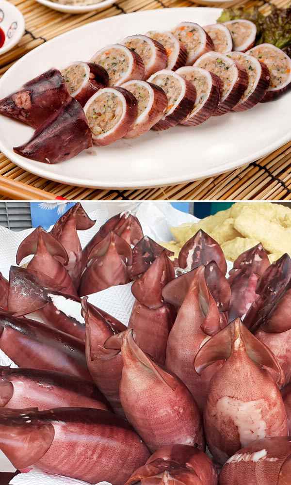 오징어에 채소 등을 넣어 찐 오징어순대.속초시청 제공