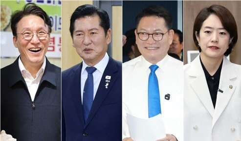 왼쪽부터 김민석, 정청래, 송영길, 고민정. 연합뉴스
