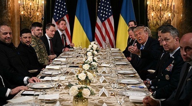 ▲ 마러라고에서 식사를 겸해 협의하는 미-우크라 정상 [연합뉴스]