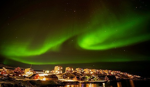 ▲오로라가 펼쳐진 그린란드 수도 누크[연합뉴스]