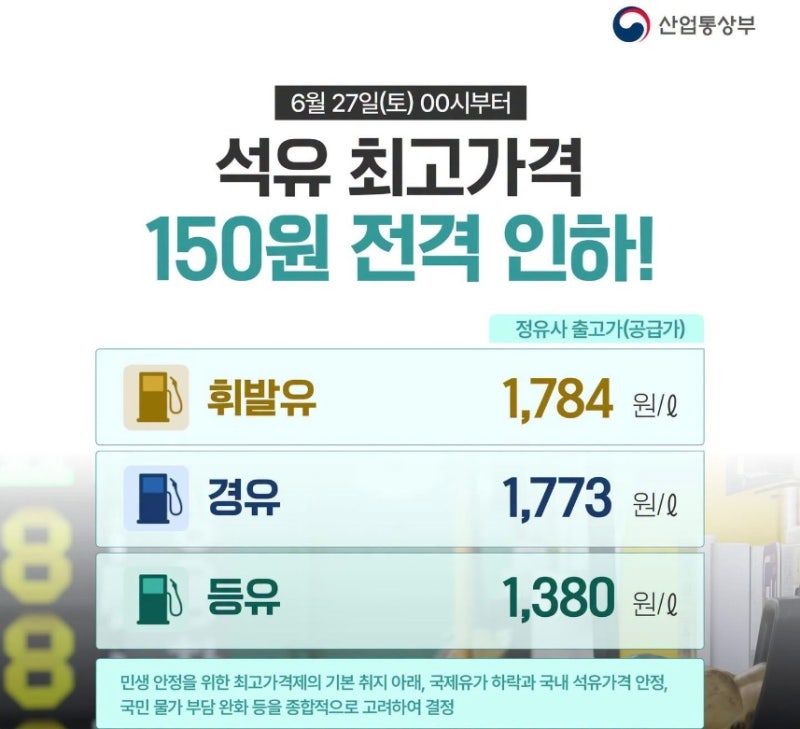 정부, 석유 최고가격 150원 인하…기름값 언제  내릴까
