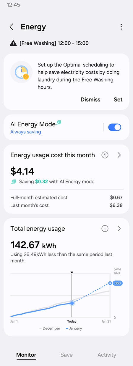 전기요금 혜택이 제공되는 시간에 맞춰 알림을 제공하는 삼성전자‘스마트싱스 에너지’앱 이미지.삼성전자 제공