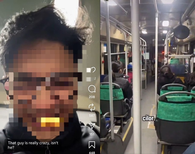 국내 버스 안에서 인도네시아 국적 남성이 한국 여학생들을 조롱하고 비웃는 모습이 담긴 영상. X 계정(@aina0660) 갈무리