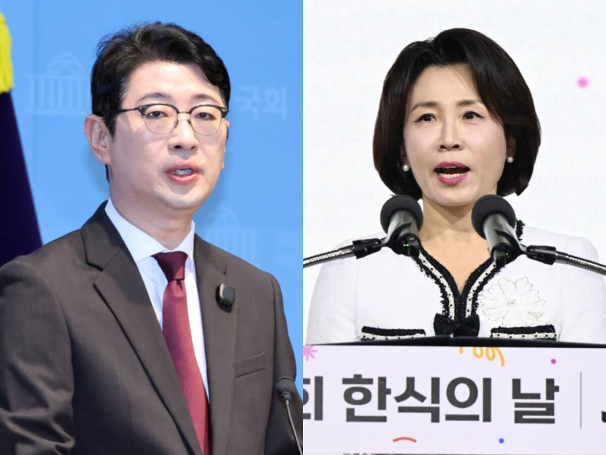 주진우 국민의힘 의원(왼쪽)과 김혜경 여사. 연합뉴스